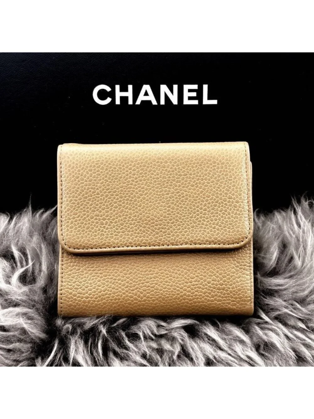 ★SOLD★ Chanel Wallet Coco Stitch Caviar Leather Hook Trifold - Picture 2 of 14